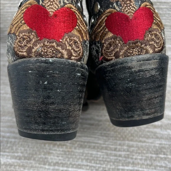Old Gringo Little G Heart Crackle Distressed Leather Western Boots Size 7 - Picture 11 of 16